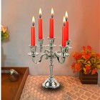 5 Arm Silver Gothic Baby Candelabra Candle Holders Centerpiece Set Of 2