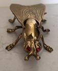 Vintage Italian Brass Fly Ashtray Trinket Dish Insect Hinged   rare   Red Eyes