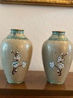 Beautiful Vintage Identical Pair Chinese Enamel Cloisonne Vases Floral  Mb568