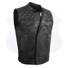 Men Black Cross Stitch Vest  Buffalo Leather Hl11693spt