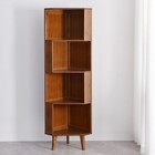 Balanbo 4-tier Corner Bookshelf Storage Shelf Cabinet Solid Bamboo Space Saving
