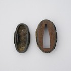 Japan Shakudo Heavenly Maiden Fuchi Kashira Sword Fittings Antique
