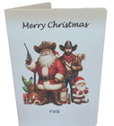 Western Santa   Helpers Christmas Holiday Card - 10 Christmas Cards   Envelopes