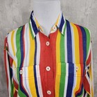 Vintage 90s Liz Sport Womens M Sheer Vertical Striped Button Front Blouse