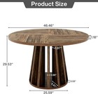 Round Dining Table For 4  47-inch Large Circle Kitchen Table  Farmhouse