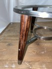 Vintage Base Stand Heat Pedestal For Fondue Pot Teak Wood Legs Stainless Steel