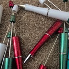 Plastic Ballpoint Beadable Pen Lot Red Green Teal White  Chrome Trim  Black Ink