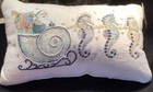 Sigrid Olsen Christmas Beaded  Pillow 14 X 24 Santa Shell Sleigh  Seahorses