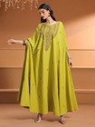 Elegant Muslim Women Kaftan Long Loose Dress Sequins Dubai Robe Abaya Embroidery