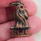 Vtg Rhode Island Jaycees Rooster Head Member Pewter Lapel Pin W  Crystal Eye