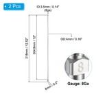 2pcs 8gax12  Blunt Dispensing Needle Tips Stainless Steel Silver