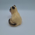 Siamese Laying Kitty Cat Ceramic Porcelain 3 5    Vintage Figurine Blue Eyes