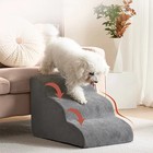 3-tier Foam Dog Stair Extra Wide Non-slip Pet Ramp For High Bed   Couch   Window