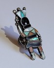 Apache Gaan Crown Dancer Sterling Silver With Inlaid Multi Gemstone Pin Vintage
