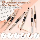 Double-ended Acrylic Nail Art Liner Brushes  6pcs Gel Polish Black