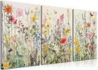 Framed Colorful Wildflower Canvas Wall Art Set Of 3 Flowers Pictures Prints 