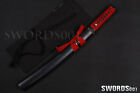 Carbon Steel Tanto Sword Self-defense Japanese Knife Unokubitsukuri Dark Red Ito