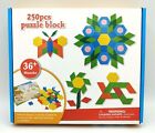Wooden Pattern Blocks Set 250 Pcs Montessori Tangram Geometric Shape Puzzle