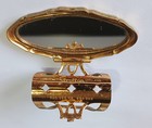 Vintage Gold   Black Stratton England Lipstick Tube Holder Ring W  Hinged Mirror