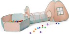 Utex 3 In 1 Pop Up Play Tent With Tunnel  Ball Pit Pink  Green   