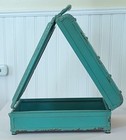 Retro Style Vanity Folding Mirror Industrial Metal Box Case Teal Green 13 