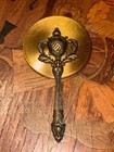 Vintage Small Victorian Ornate Handheld Brass Vanity Mirror 4 5  Purse Or Pocket