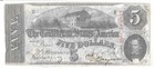 T-60 1863  5 Confederate Note Civil War Money Pf-11 Pmg Vf 25 Very Thin Paper 