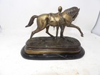 Delaware Park Bronze Jockey And Racing Horse Statue On Marble Base