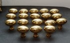 Lot Of 18 Vintage Solid Brass Door Drawer Cabinet Oval Knob Pulls