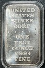 1973 The Eiffel Tower 1 Troy Oz  999 Fine Silver Bar  nice Looking Vintage Bar 