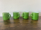 4-pc Set Vintage Hazel Atlas Lime Green Milk Glass 8oz Mug Cups Stackable