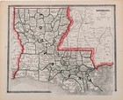1883 Louisiana Map Original  11x9   New Orleans Lake Charles Antique
