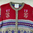  m  Vtg 1989 Susan Bristol 100  Wool Shetland Sweater Made In Macau Floral