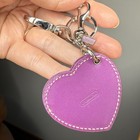 Coach Luxe Purple Fashion Leather Heart Bag Charm Key Ring Fob Photo Holder Vtg
