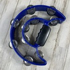 Double Row Half Moon Blue Tambourine With Grip
