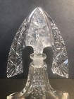 Art Deco Perfume Bottle clear Glass czechoslovakia C 1940 flower Motif cut Glass