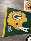Vintage Green Bag Packers 1960s Single Bar Helmet Logo Pennant W stickers Decals