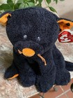 Ty Pluffies  Trickery The Black   Orange Halloween Cat Kitten Plush 2008 Tylux