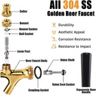 Golden Kegerator Tap Beer Faucet  2pcs All 304 Gold 