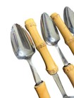 6 Vintage Bamboo Handle Grapefruit Spoons Stainless Steel Serrated Edge Coastal