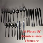 Vintage Lot Of 24 Stainless Steel Flatware Mixed Brands Sizes Jewelry Art Crafts