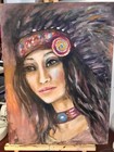 American Indian Queen Painting original Acrylic On Canvas Board one Of A Kind