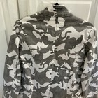    6    Military Style Print Jacket Size S Women   s   Grays On White