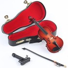 Wooden Miniature Violin With Stand  Bow And Case Mini Musical Instrument Viol   