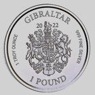 2022  Lady Justice Warrior  1  Troy Oz   Gibraltar Fine Silver 999 Bullion Round