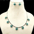 925 Sterling Silver Turquoise Jewelry Set - Handmade Boho Earrings   Necklace