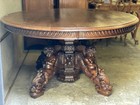 Arrives Mar 2026  Large Antique French Dolphin cherub Dining Table With Leaf