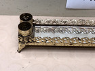 Vintage Gold Tone Vanity Mirror Tray With 4 Lipstick Tube Holders