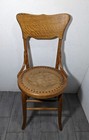 Antique Rustic primitive Country Oak Bentwood Side Chair - Colonial Press Back