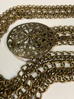 Vintage Chain Link Mesh Belt Heavy Brass Tone Medallion Buckle Large 32 -38 